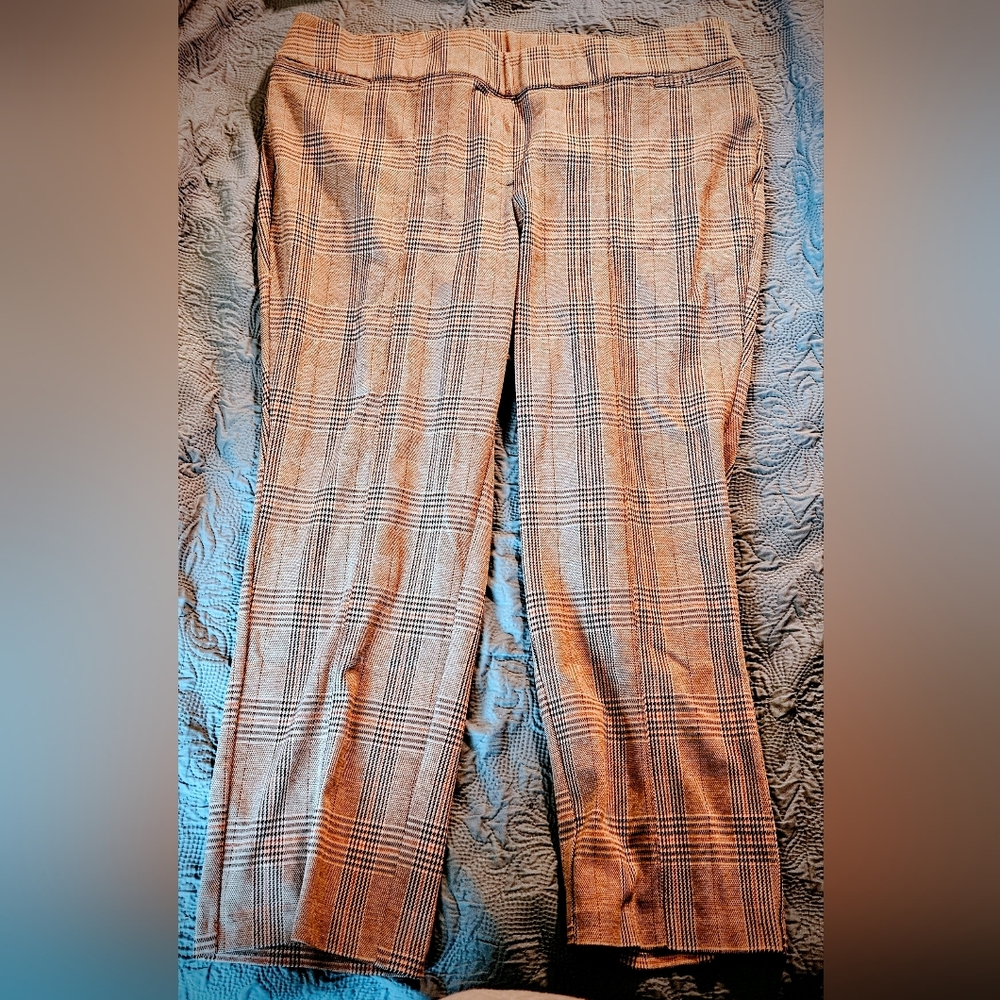 Lane Bryant Black and Brown Checkered Plaid Dress Work Pants